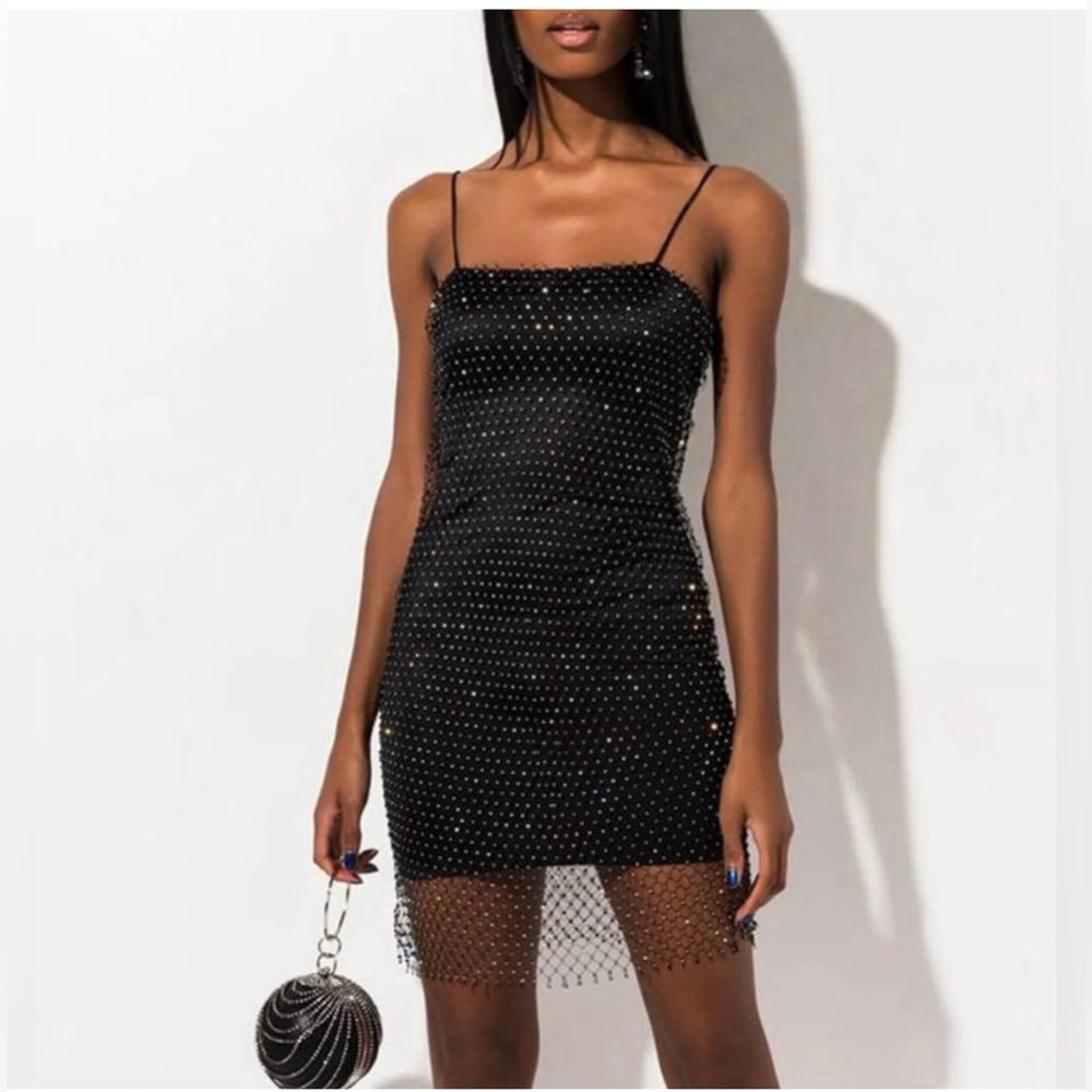 Akira Women’s Black Rhinestone Dress, Size Large